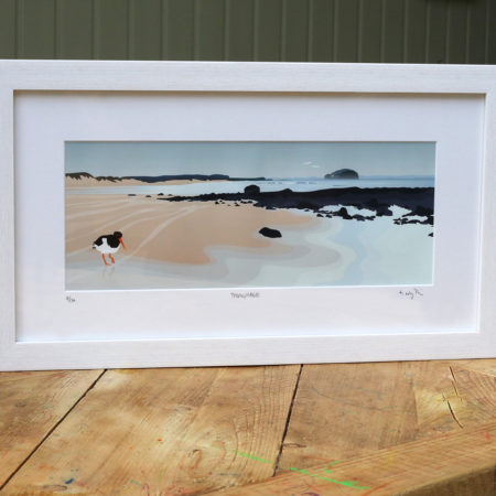 Tyninghame beach and oystercatcher print