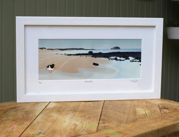 Tyninghame beach and oystercatcher print