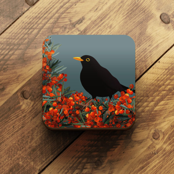 blackbird - set of bird coasters by helen wyllie