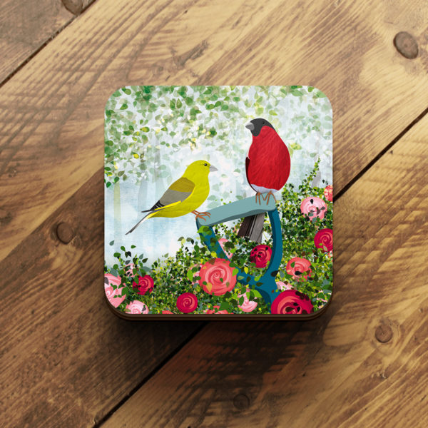 finches bird coasters by helen wyllie