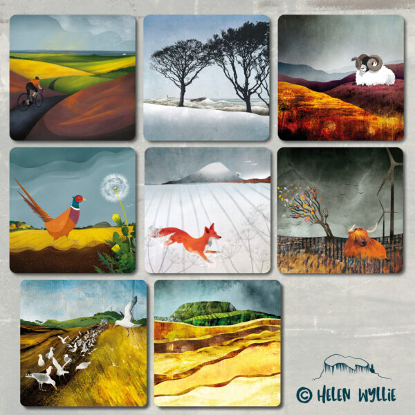 East Lothian hills coaster set by helen wyllie