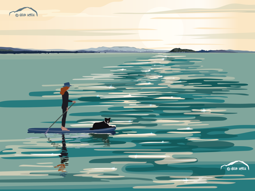 Paddling, Longniddry by Helen Wyllie print greetings card