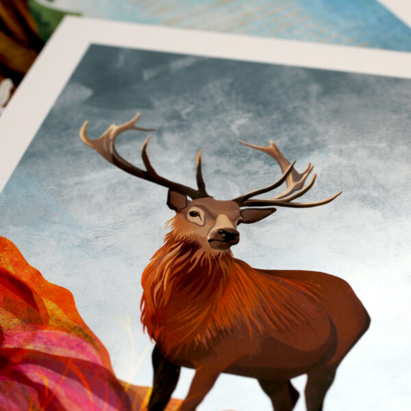 Autumn stag print by helen wyllie