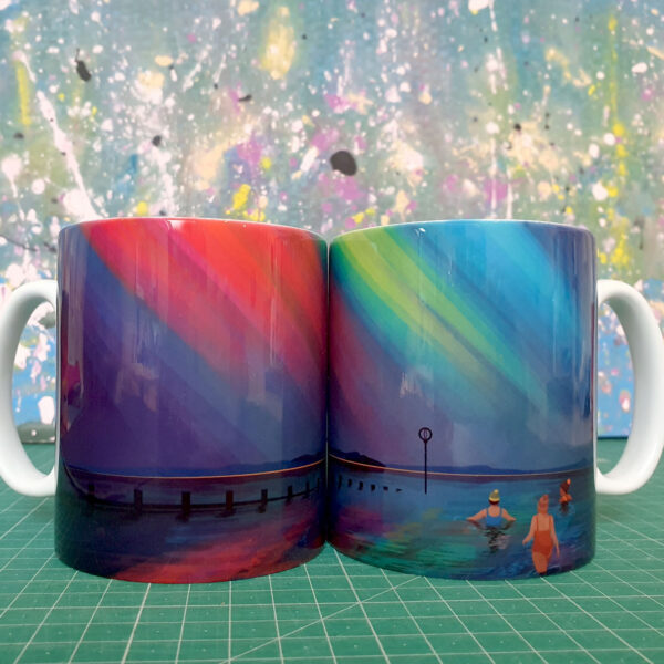 Aurora Swim, Portobello ceramic mug by helen wyllie